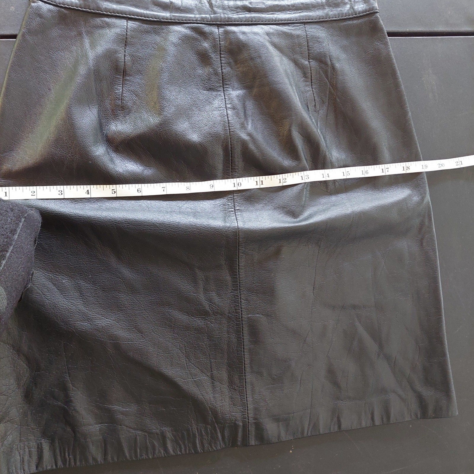 Contrasts Vintage Black Genuine Leather Pencil Skirt High Waisted Mini Size 11