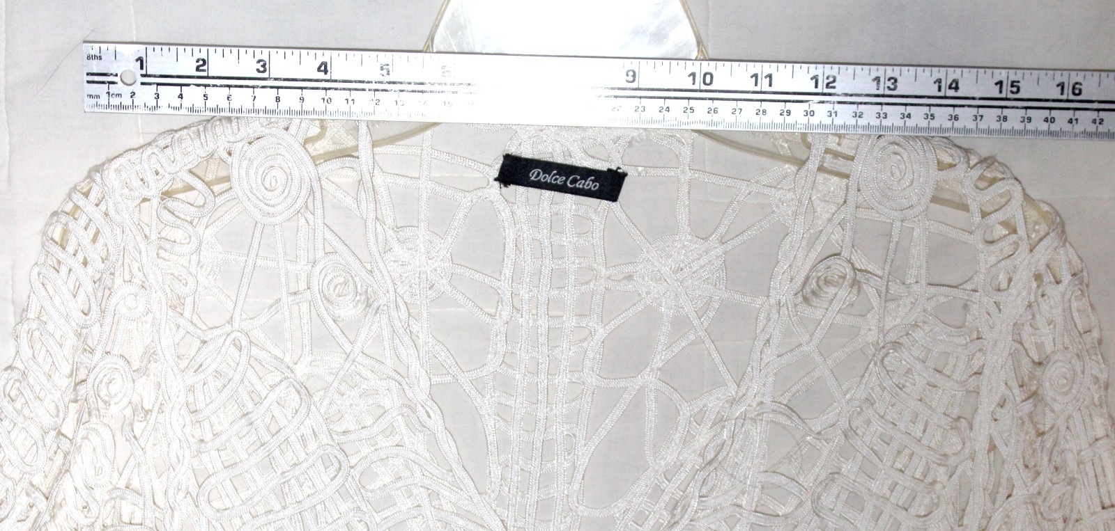 Dolce Cabo Ribbon Jacket Duster Style Open Weave White Medium