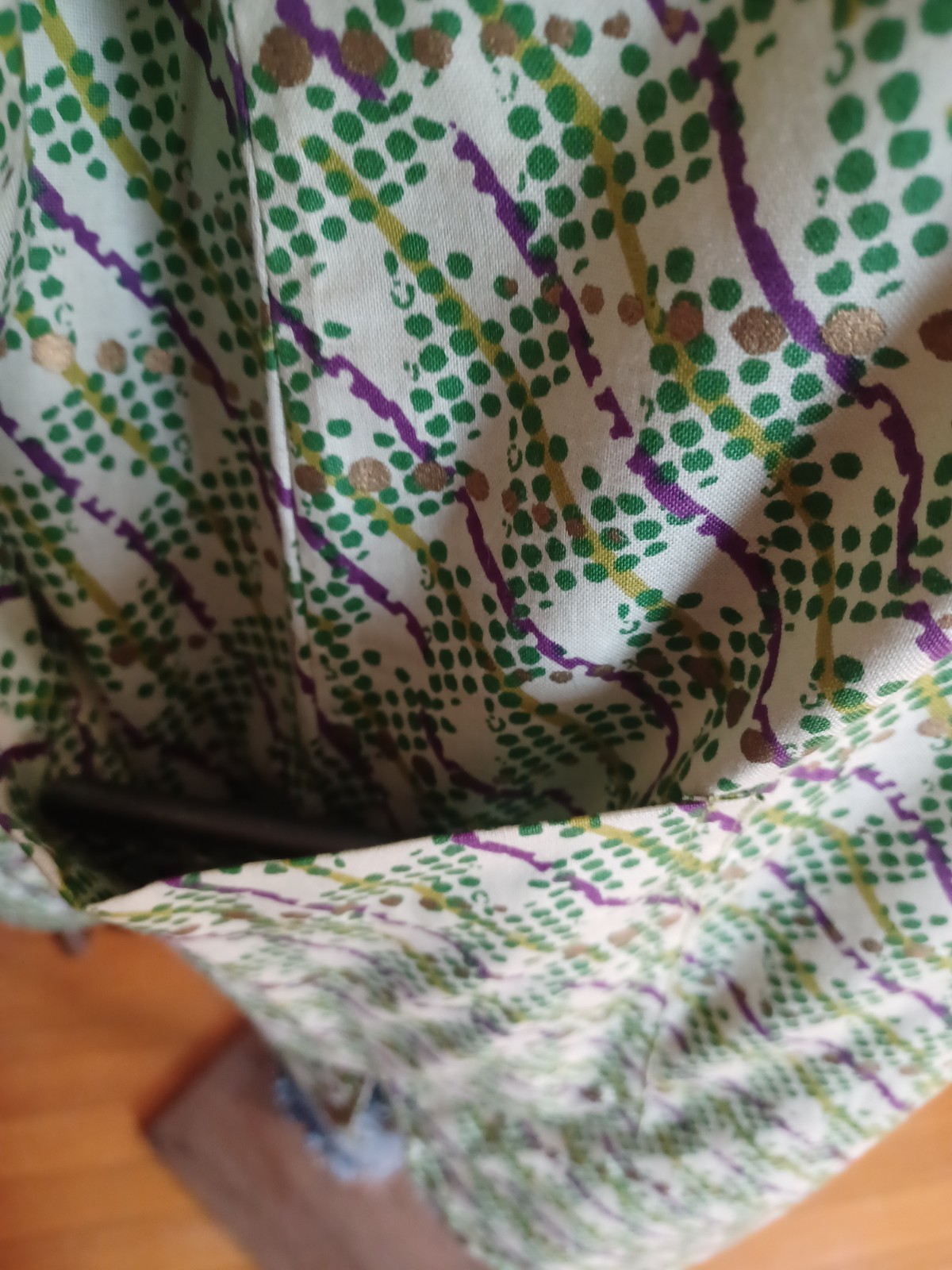 Vintage 1960s/70s Hand-Embroidered Green Purple Metallic Silver Mod Hippie Shirt