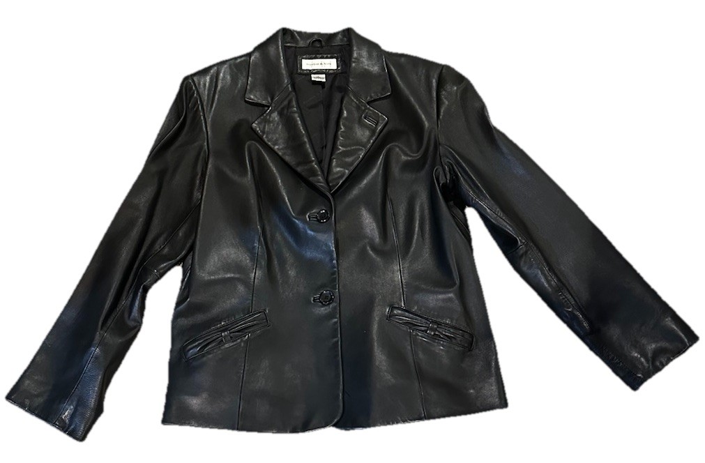 Preston & York Lamb Skin Leather Black 2 Button Jacket Beautiful Women’s Large