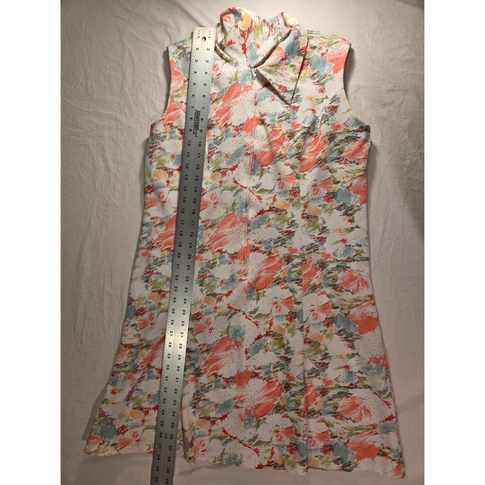 Vintage John Abbott Sleeveless Half Zip Abstract Print Dress, 42&Prime; Bust, 38&Prime; Long