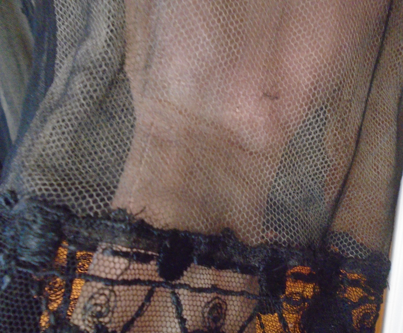 ANTIQUE 1910&rsquo;s 20&rsquo;s EDWARDIAN BLACK SHEER MESH BLOUSE LINED SOUTACH TRIM Sz S-M