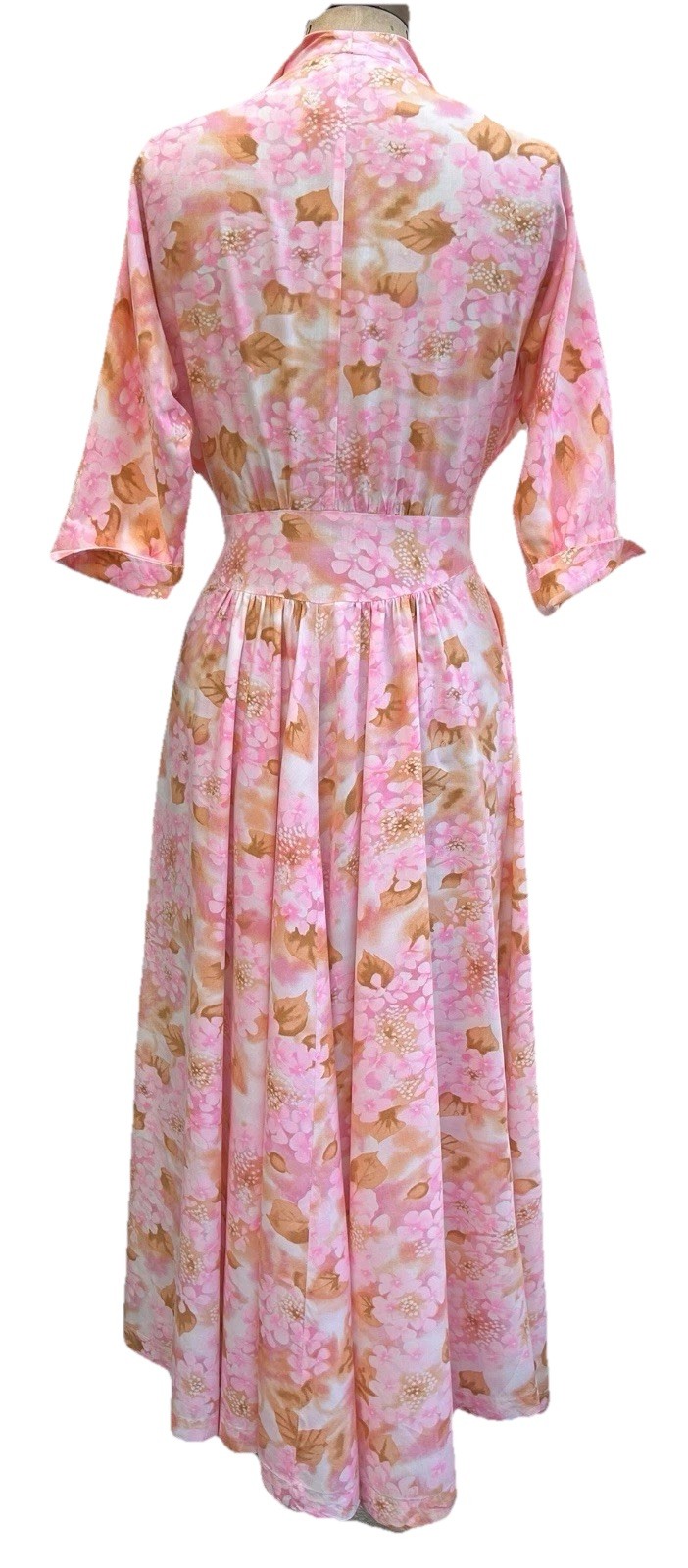 50s 60s Glamour Hostess Gown Floral Cotton Dogwood Print Fredericks of Hollywood
