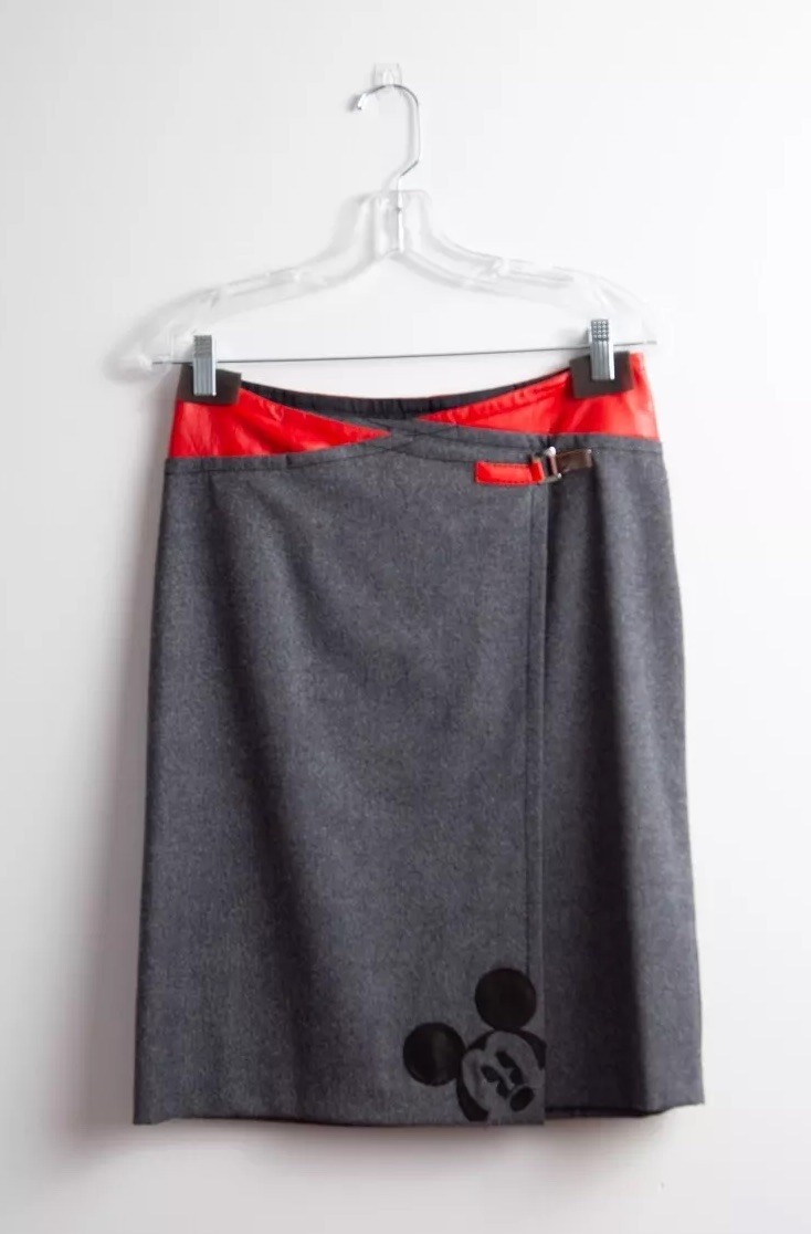 Jean Charles De Castelbajac X Disney Mickey Embroidered Skirt Leather Trim