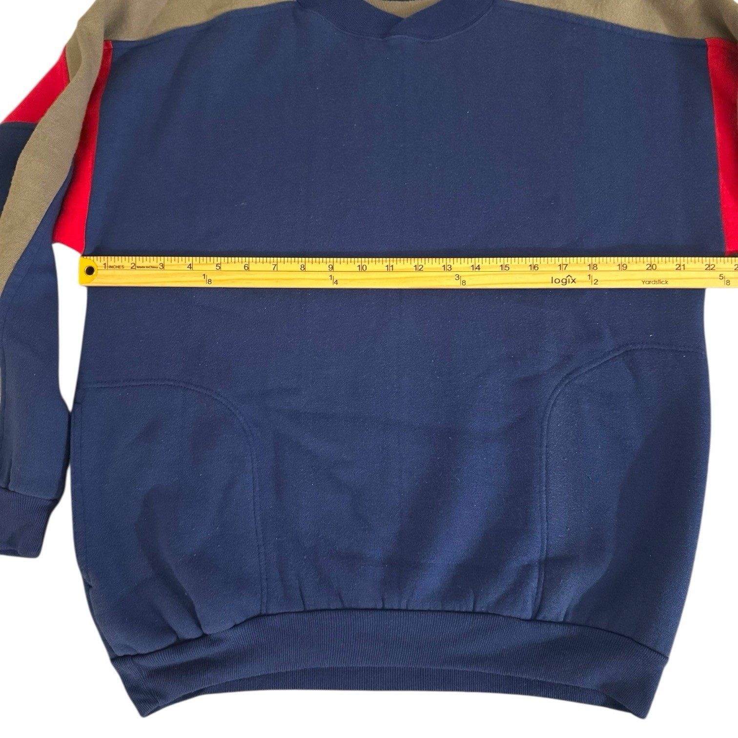Vintage Trend Basics Color Block Crewneck Sweatshirt 80/90s Retro SZ L Blue Pink