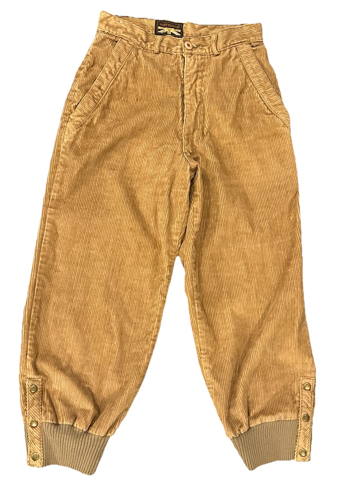 1970s/80s Brittania Corduroy Vintage Joggers Button Knit Ankle Cuffs Size 7