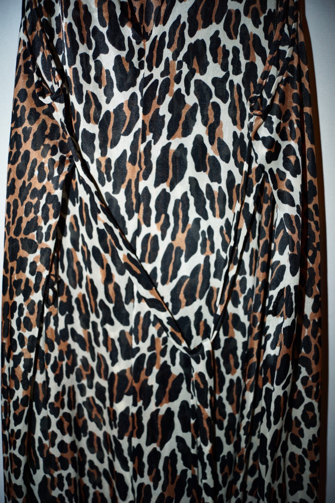 Vintage 70s Leopard Print Nylon Slip Dress 1970s Vanity Fair Lingerie Gown Large