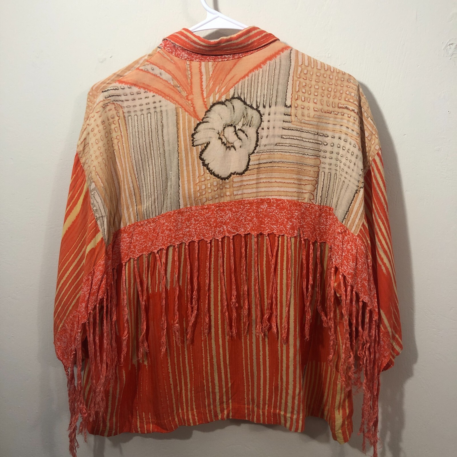 vtg Paul Ropp Button Shirt One Size Old America Rayon 1989 Fringe Western Boho