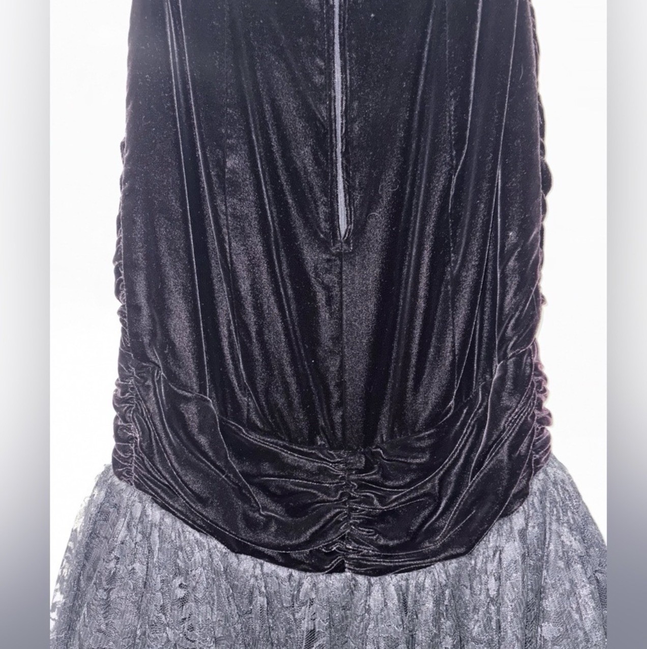 Vtg ZUM ZUM Strapless Dress Mermaid Lace Sequin Velvet Formal Prom, 5/6