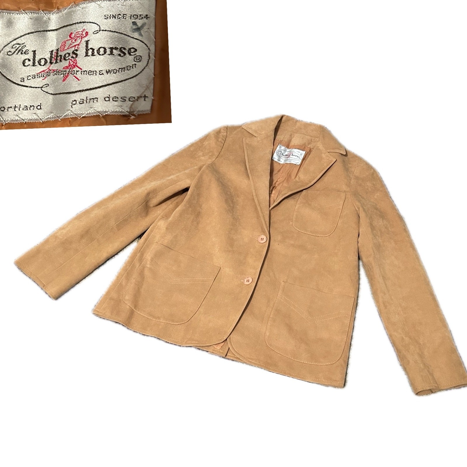 Vintage 1970s Suede Like Leather Button Up Blazer Coat / Small ^