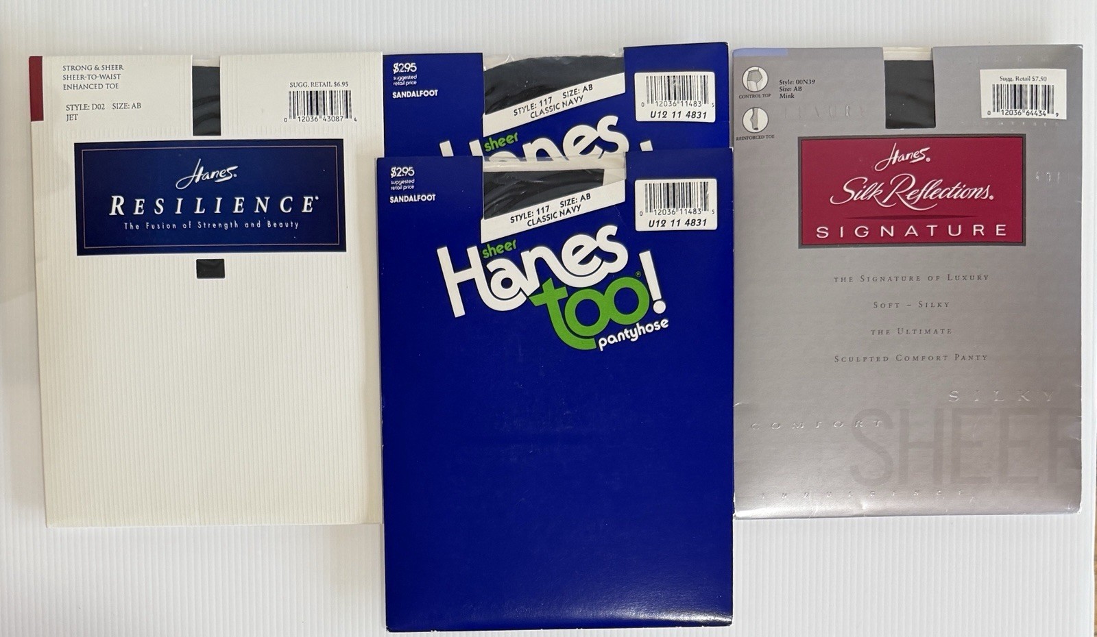 Hanes Lot Of 4 VTG Pantyhose Size AB Mink Navy Jet NOS
