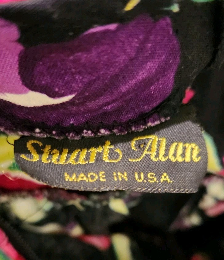 VTG 80s Stuart Alan Multicolor Floral Belted Dress Peekaboo Back Women&rsquo;s 10