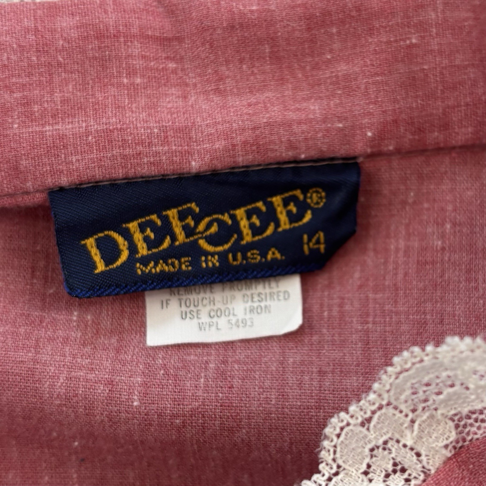 Vintage Dee Cee Prairie Western Blouse Shirt Red Lace Ruffle High Neck Large