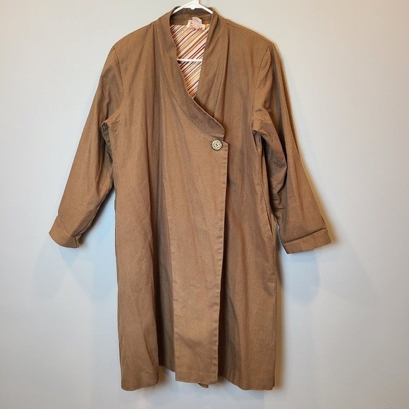 April Cornell Jacket Vintage Coat Tan Long Trench