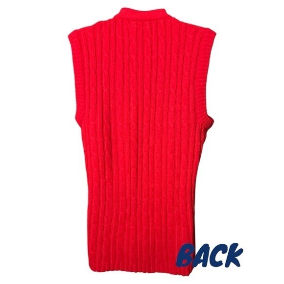 Vintage Montgomery Ward Red Button down Cable Knit Sweater Vest w pockets