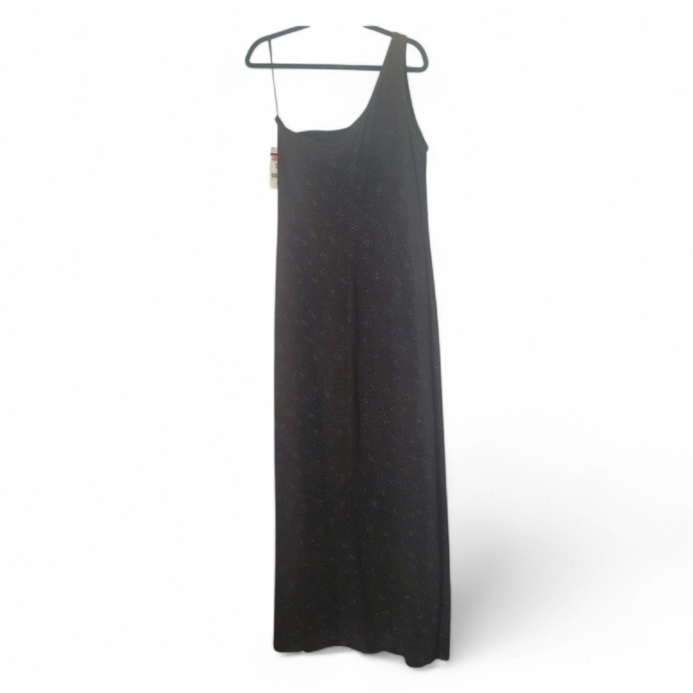 Y2K Black Sparkly One Shoulder Formal Column Dress 14 Sears Tags New Old Stock