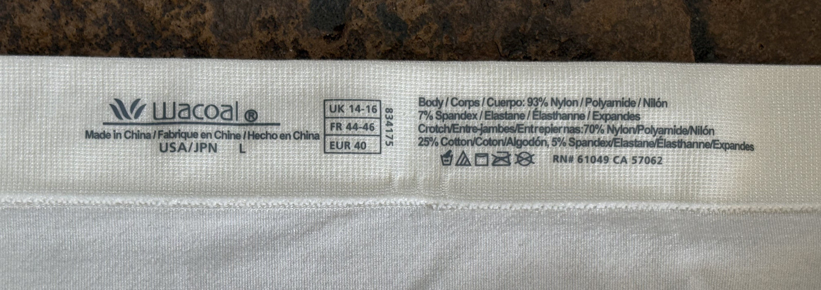WACOAL Large Ivory B Smooth Ruched Nylon Blend Hi Cut Brief Panties #834175 NWOT