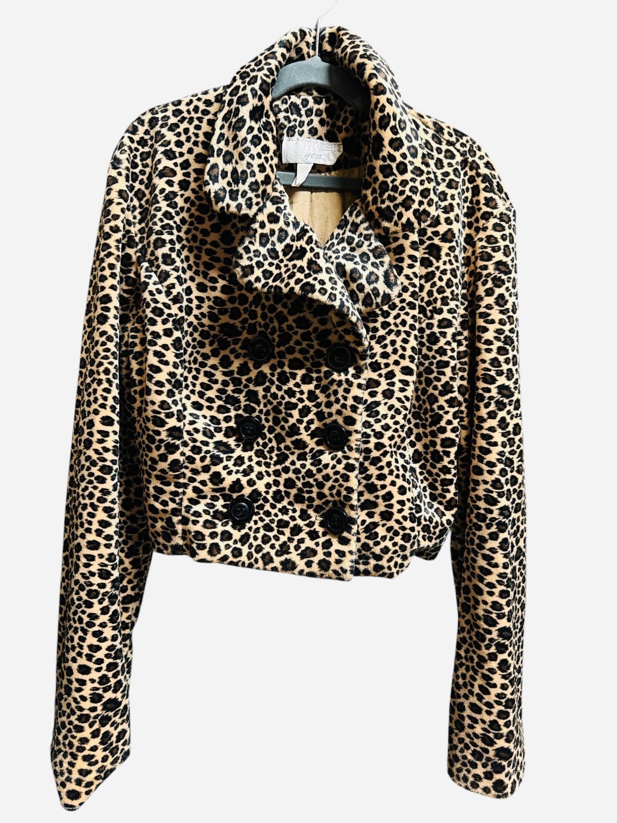 Vintage Yes Pixie Cropped Animal Print Jacket Size Small Retro Y2k Glam Mob Wife