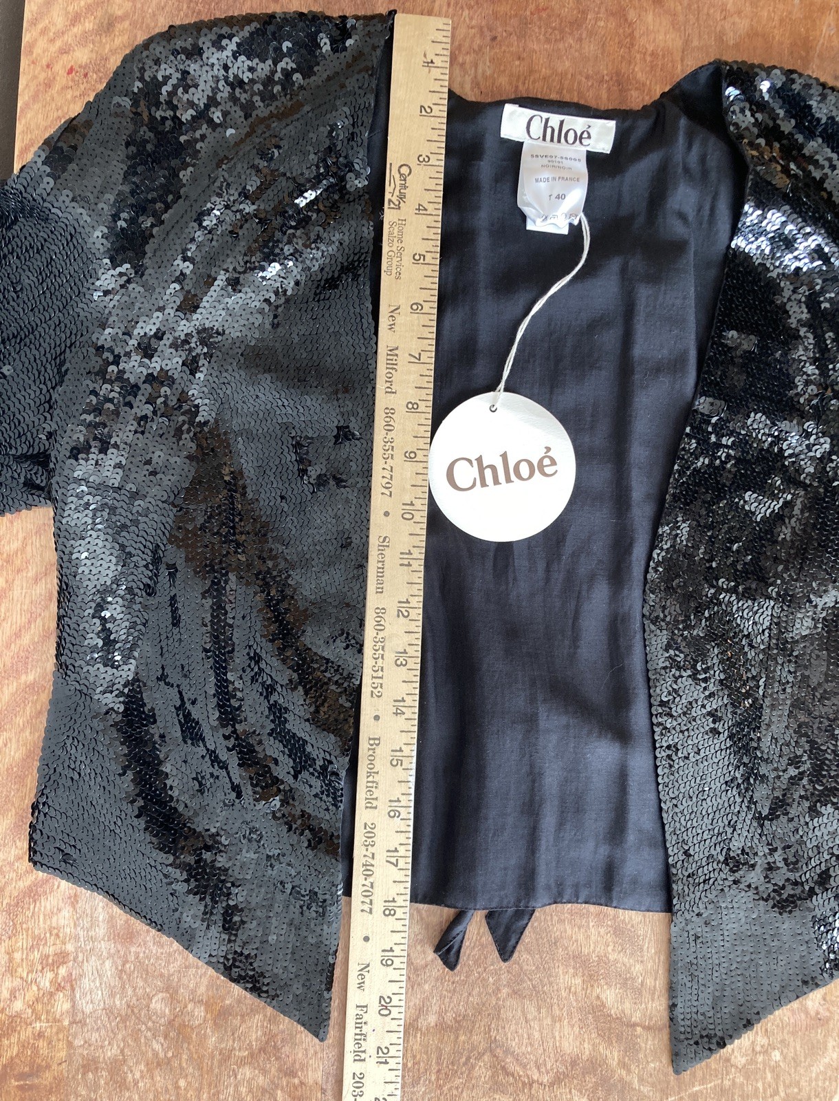 Chloe Vintage 2005 Phoebe Philo Black Sequin Silk Evening Jacket NWT Size 40