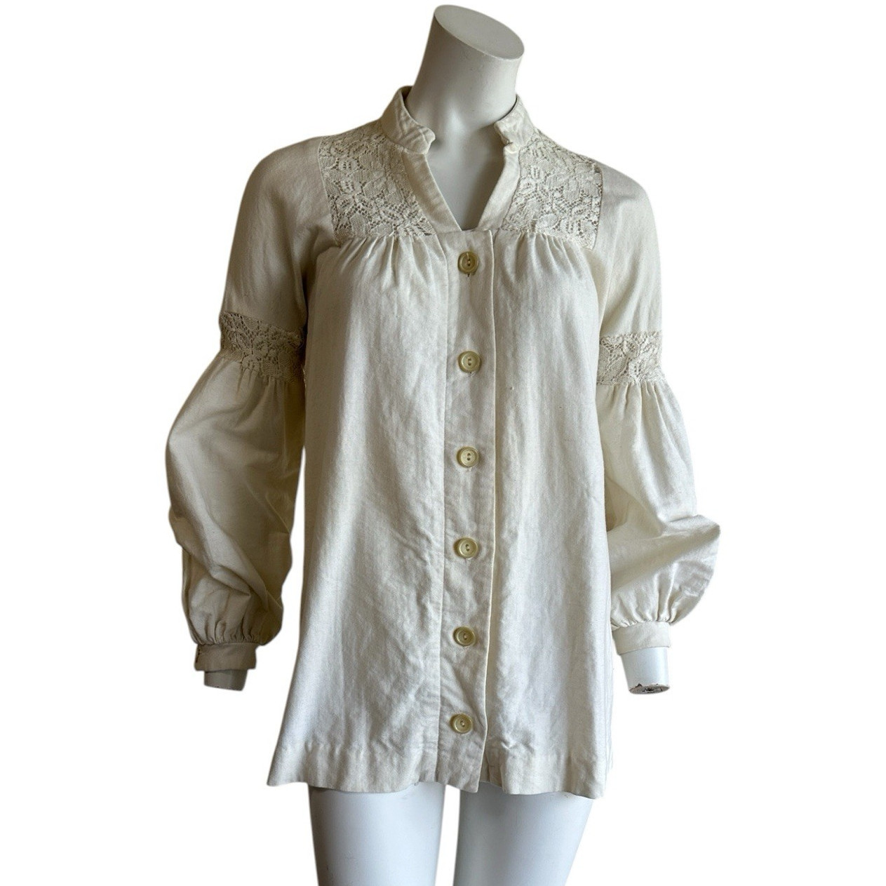 Young Edwardian by Arpeja 1970s Mini Dress Balloon Sleeve Tunic Top