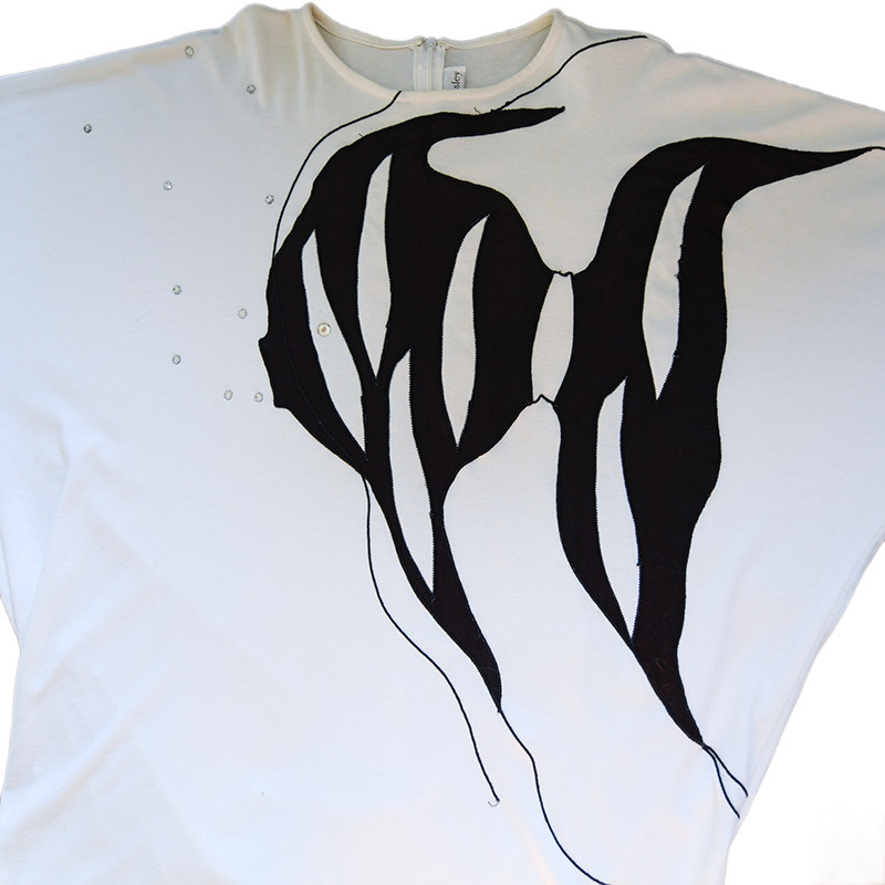 1980s Vintage Oversized Batwing Top – Avant Garde Fish Stud Design– Tunic Shirt