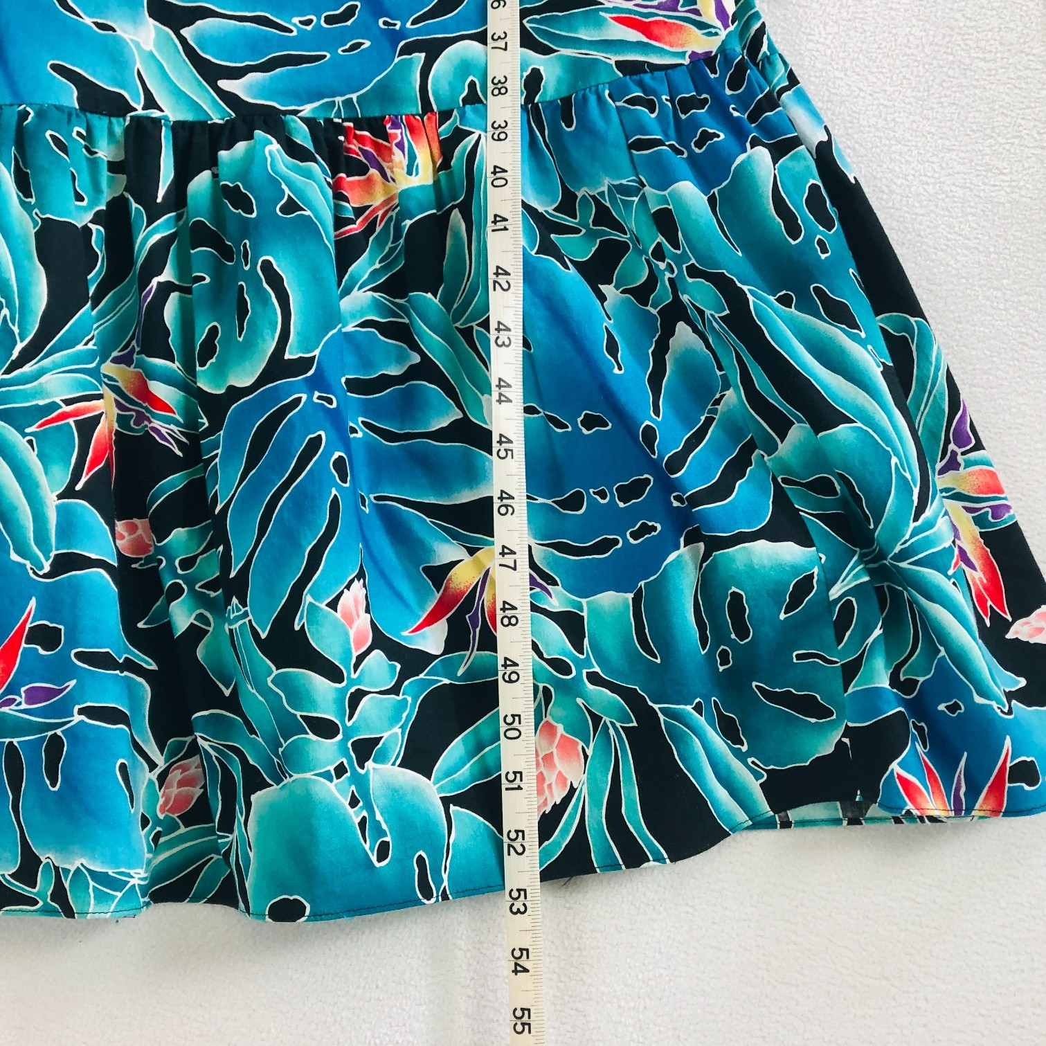 Vintage Hilo Hattie MuuMuu Dress MIDI Hawaiian Ruffle Bird Of Paradise Size M
