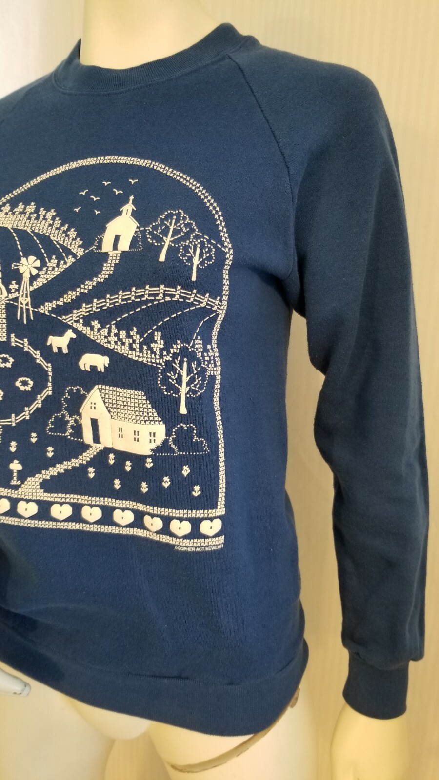 Vintage Gopher Activewear Puffy Print Blue Crewneck Sweatshirt – Women&rsquo;s S *B3