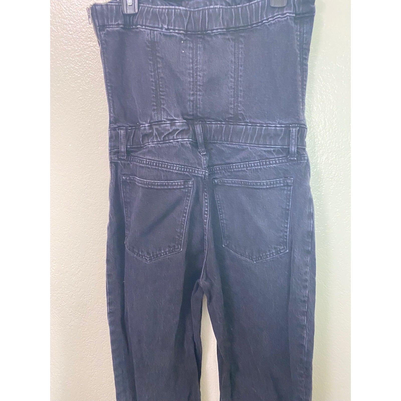 Abercrombie & Fitch Strapless Denim Jumpsuit Faded Black Size Medium Petite MP