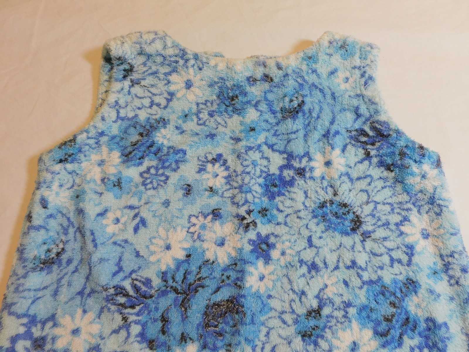 VTG TERRY CLOTH TOWEL DRESS 60&rsquo;s BEACH TOWEL COVER UP GROOVY HANDMADE sz S M