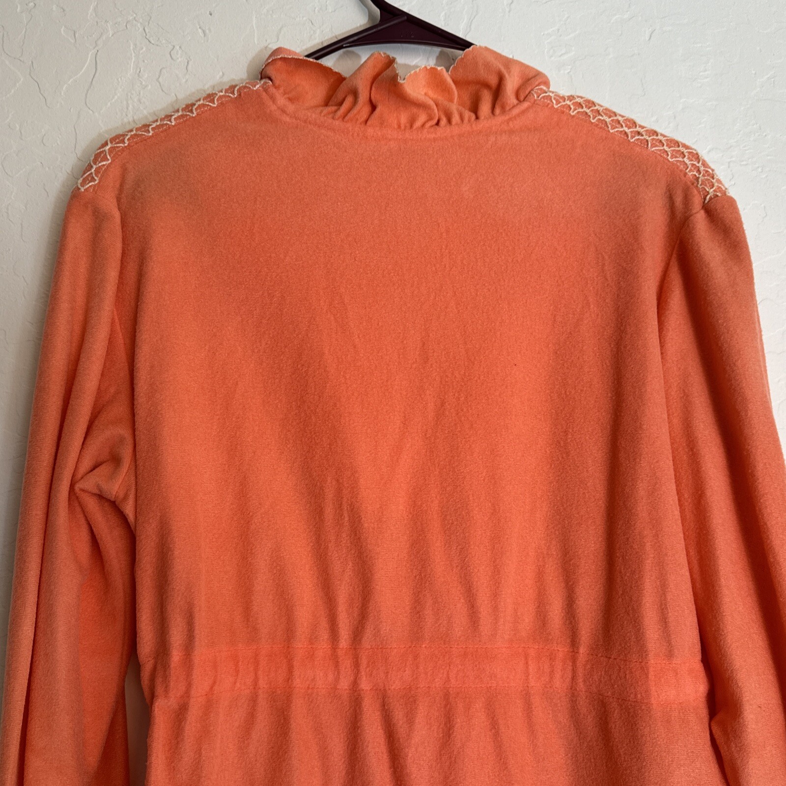 Loungees Robe Orange Size 12 See Measurements Zip Front Drawstring Waist MCM