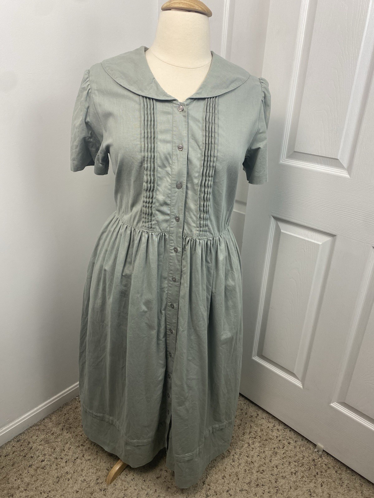 Vintage Bryn Connelly 16 Maxi Dress Peter Pan Collar Pockets Cottagecore