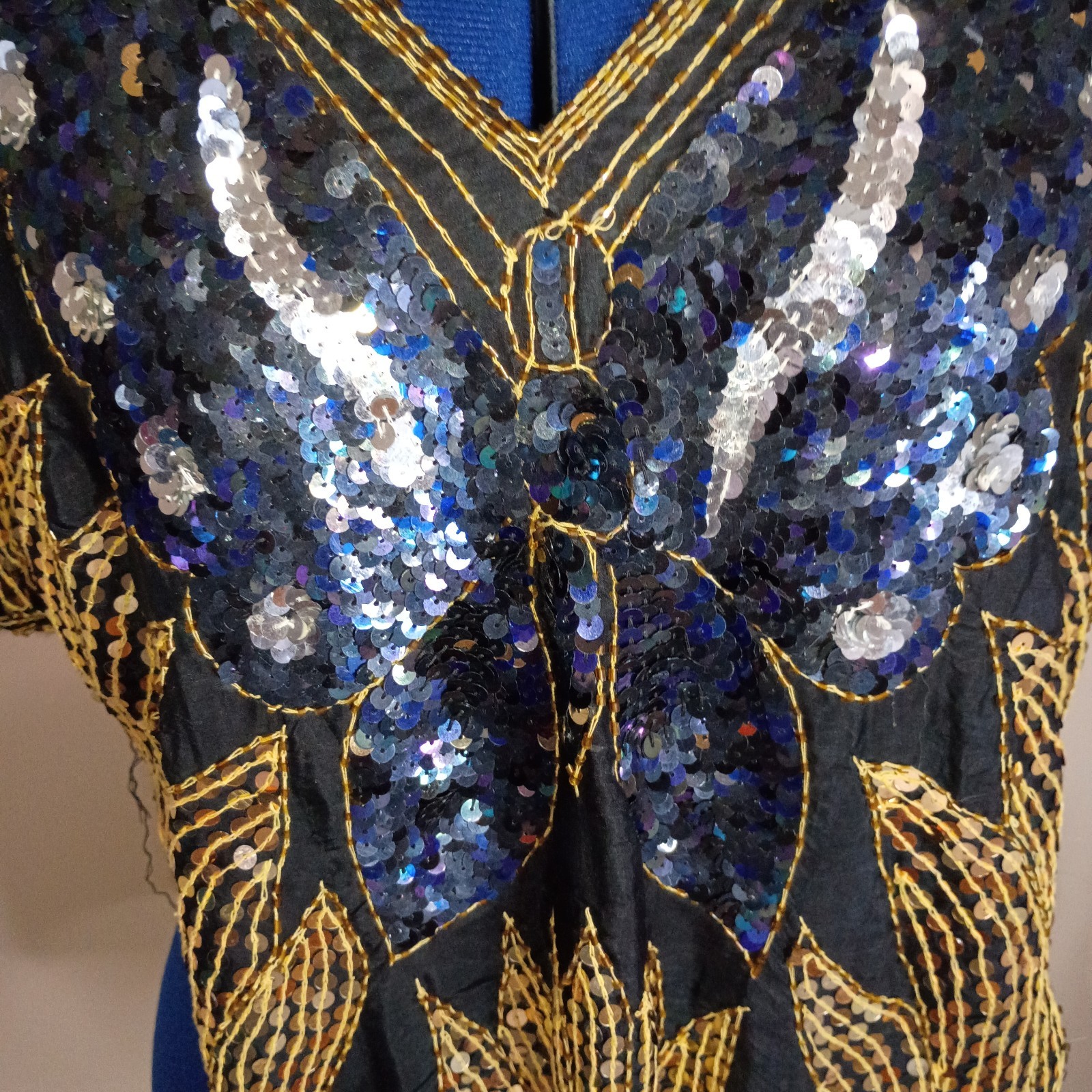 Vintage Sequin Butterfly Silk Top
