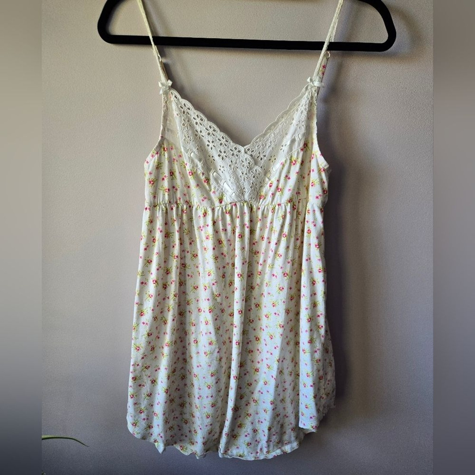 VTG Victoria’s Secret Floral Eyelet Cotton Babydoll Cami Top Small