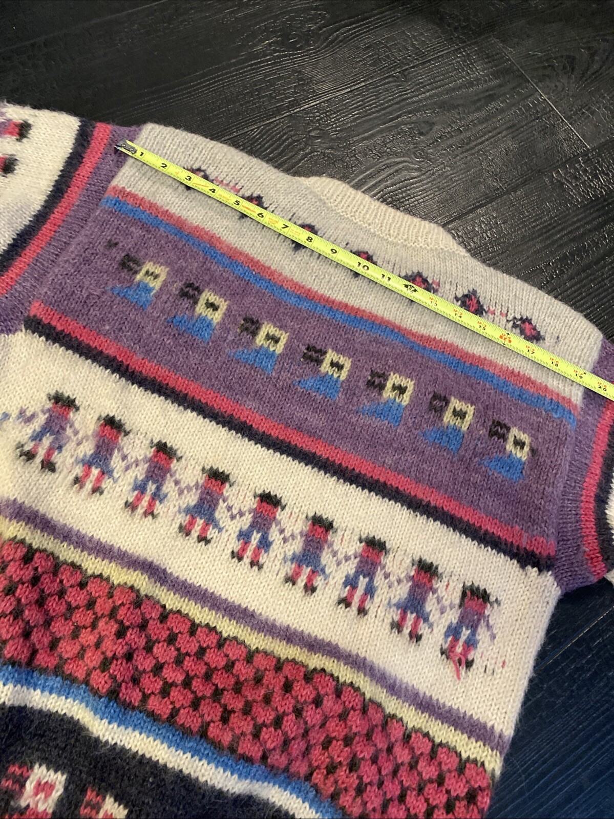 VTG Peruvian Alpaca Folk Hand Knitted Sweater Llama Peru Large Adult Unisex