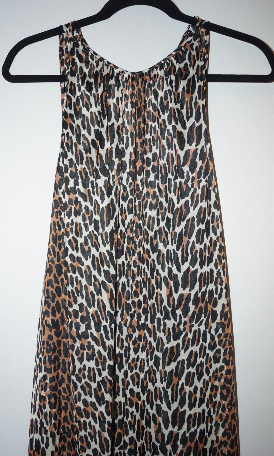 Vintage 70s Leopard Print Nylon Slip Dress 1970s Vanity Fair Lingerie Gown Large