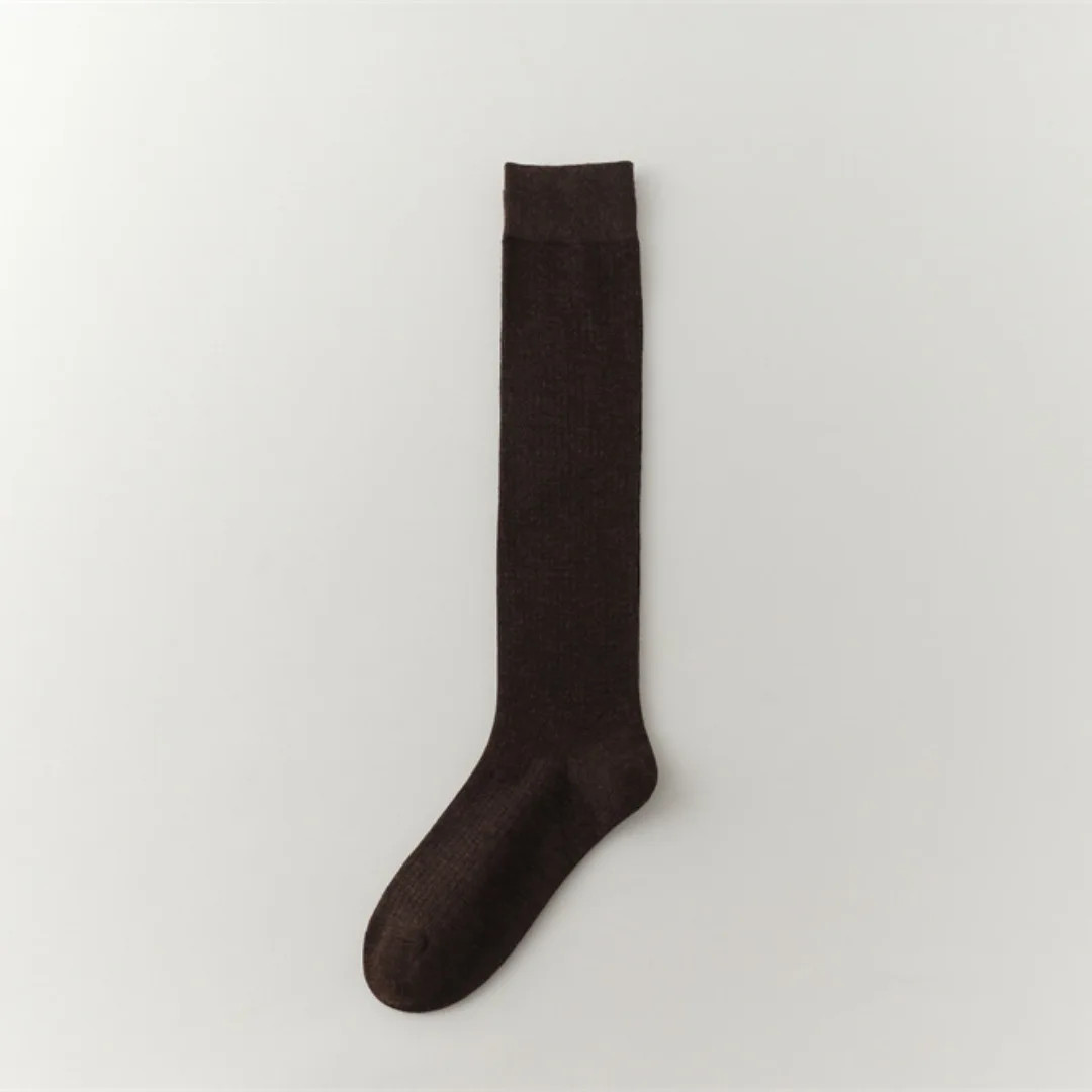 Women Knee Calf Mid Length Socks Lightweight and Warm Cold Proof Fine Wool Strip