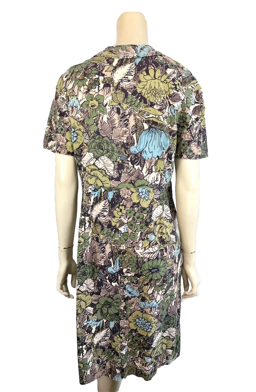 vintage 50&rsquo;s 60&rsquo;s floral dress short sleeve, buttons from waist up cotton med/lg