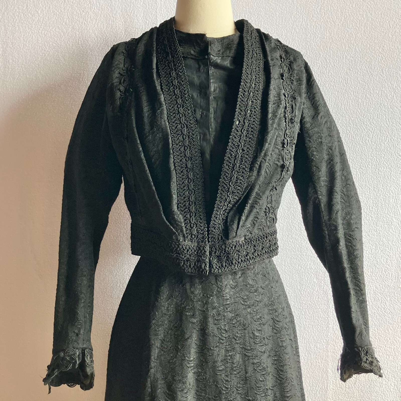 Antique Edwardian Black Wool Walking Suit XS/S