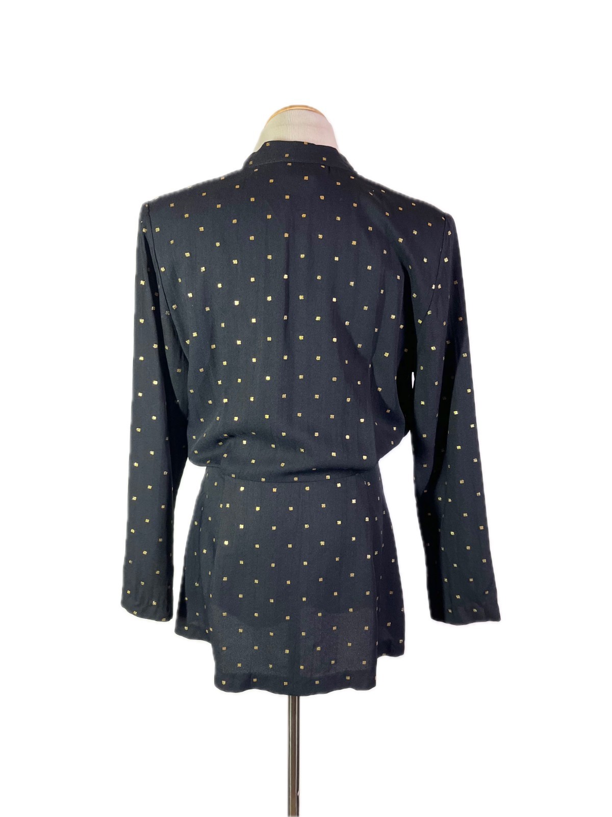 Vintage Essay Size 6 Light Blazer Jacket Black Gold Tie Waist 80s or early 90s