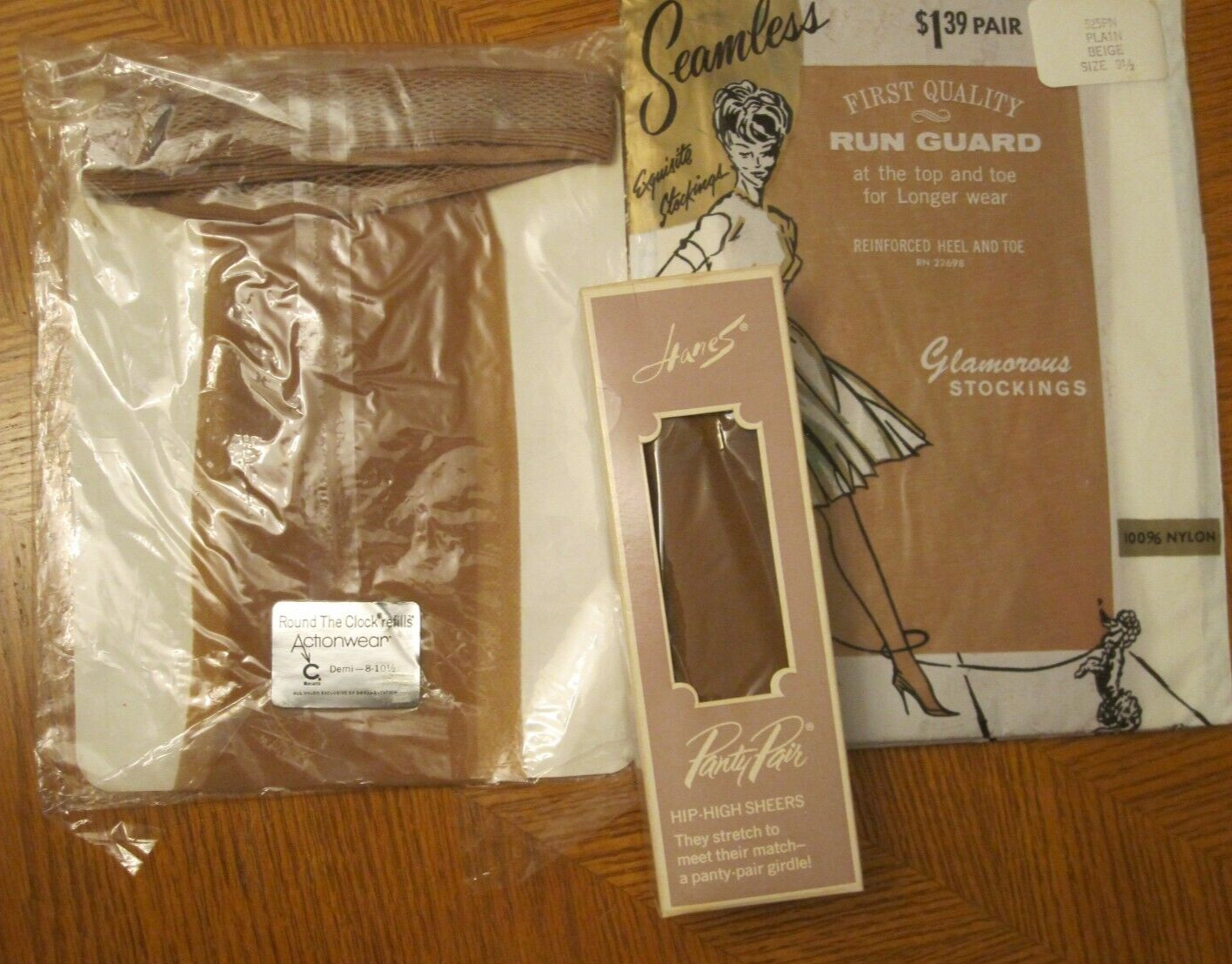 Vtg Lot of 3 Nylon Pantyhose Refills Panty Pair Hip High Sheers Various Sizing