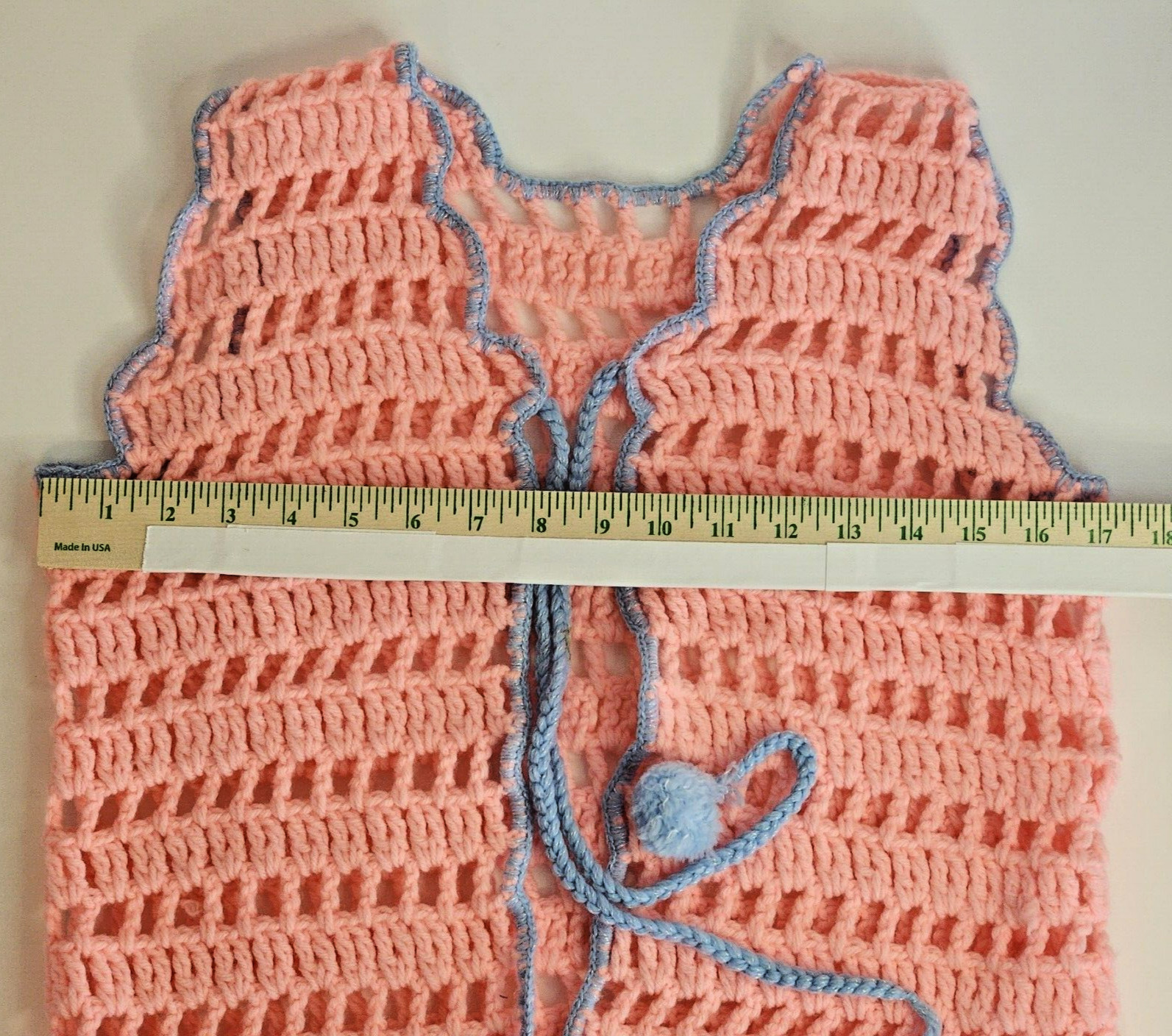 Pink Large Gap Knit Vest Hand Made Retro 1970s Kitschy Cottage Grandma Coquette