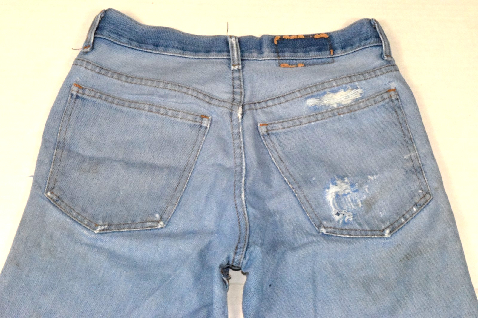 Vintage JCPenney Plain Pockets Jeans 27 x 30 70s Blue Bootcut Cowgirl Thrashed