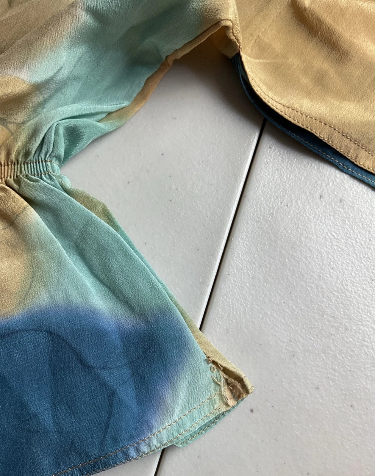 Vintage 80s 90s Irene Tsu Art To Wear Silk Hand Dyed Top S 1533