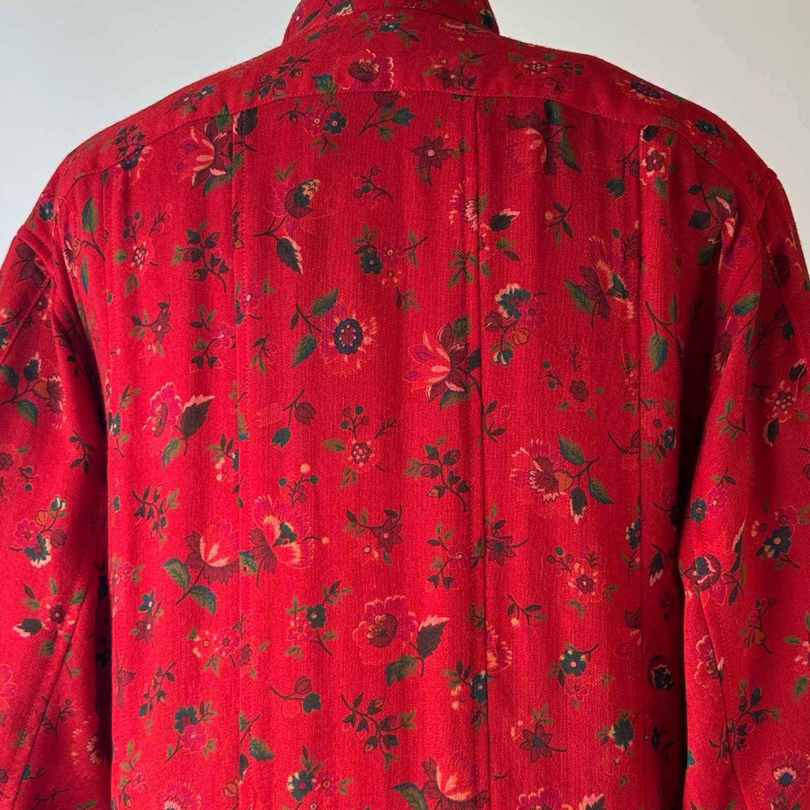 80s KENZO Vintage Wool Challis Folkloric Floral Dress Made in France Size 36/S