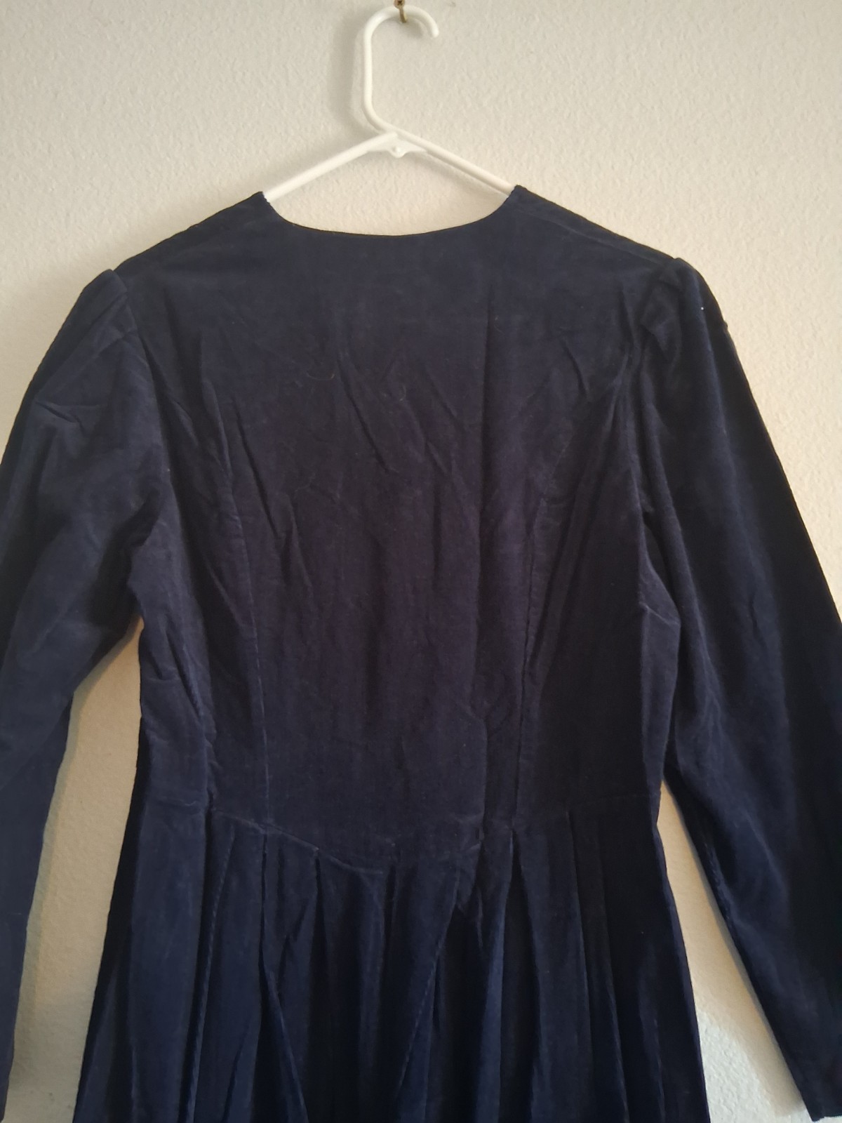 Vintage Laura Ashley Long Dark Blue Corduroy Dress Great Britain US 10