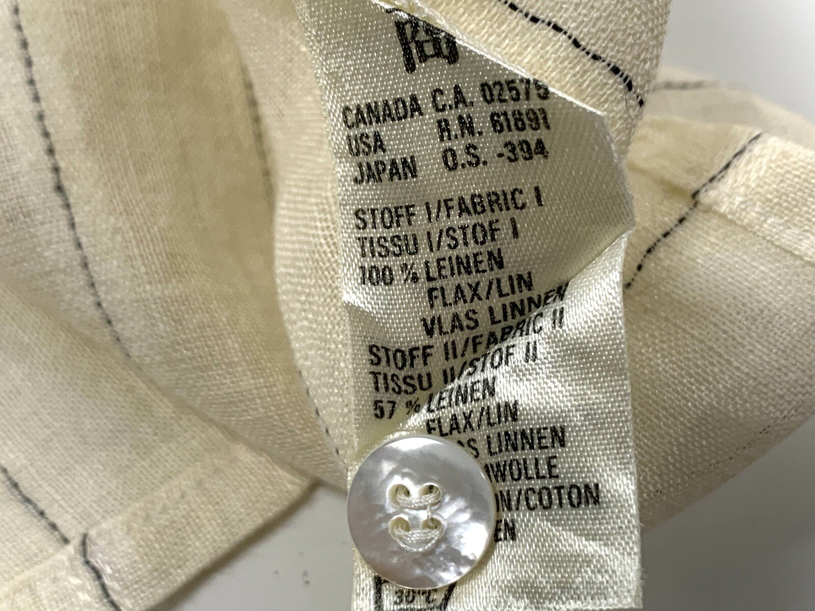 escada by margaretha ley Linen Blend Stripes Blouse Size 34 Beige