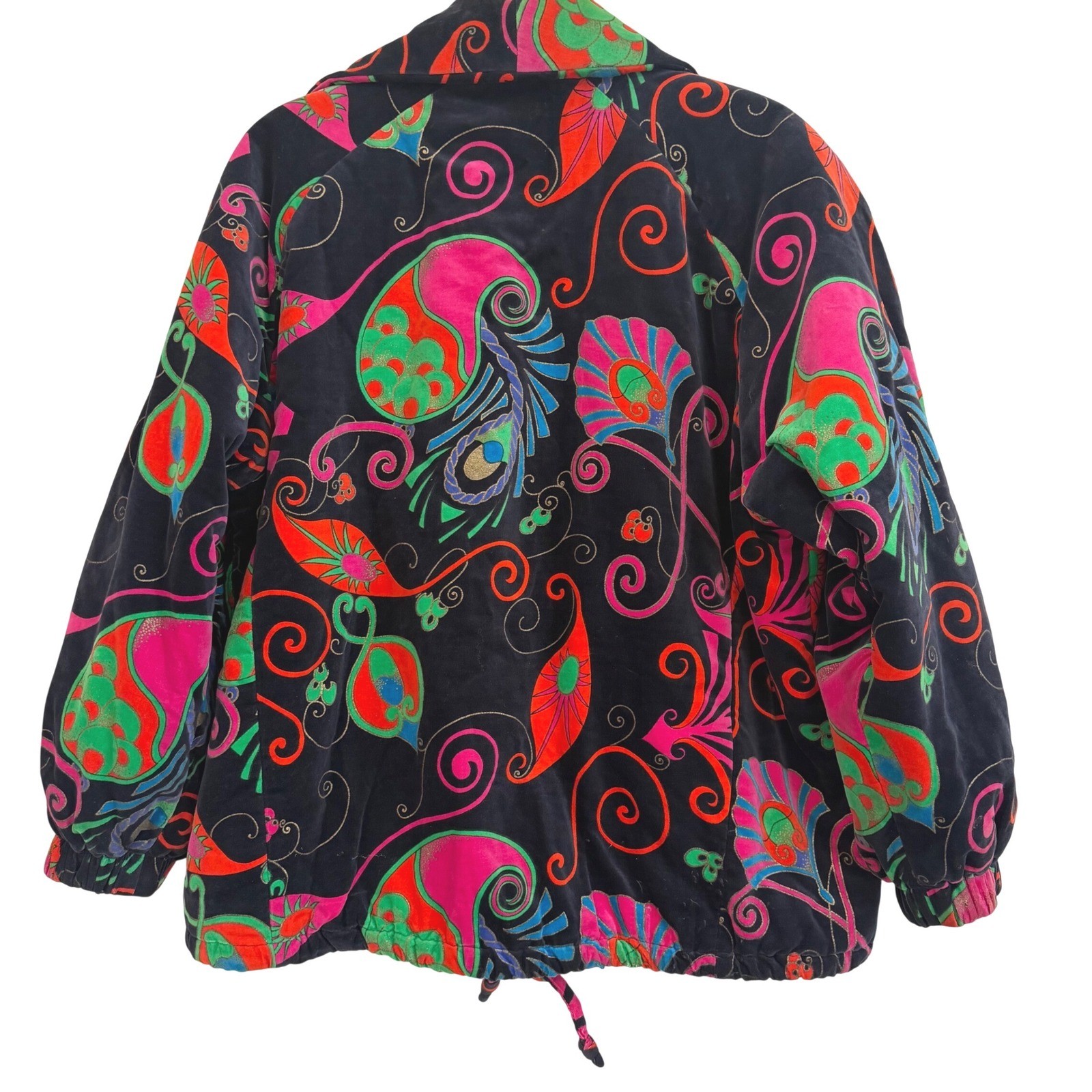 Vintage Laurel Escada Velvet Psychedelic Paisley Jacket Neon Made in Yugoslavia