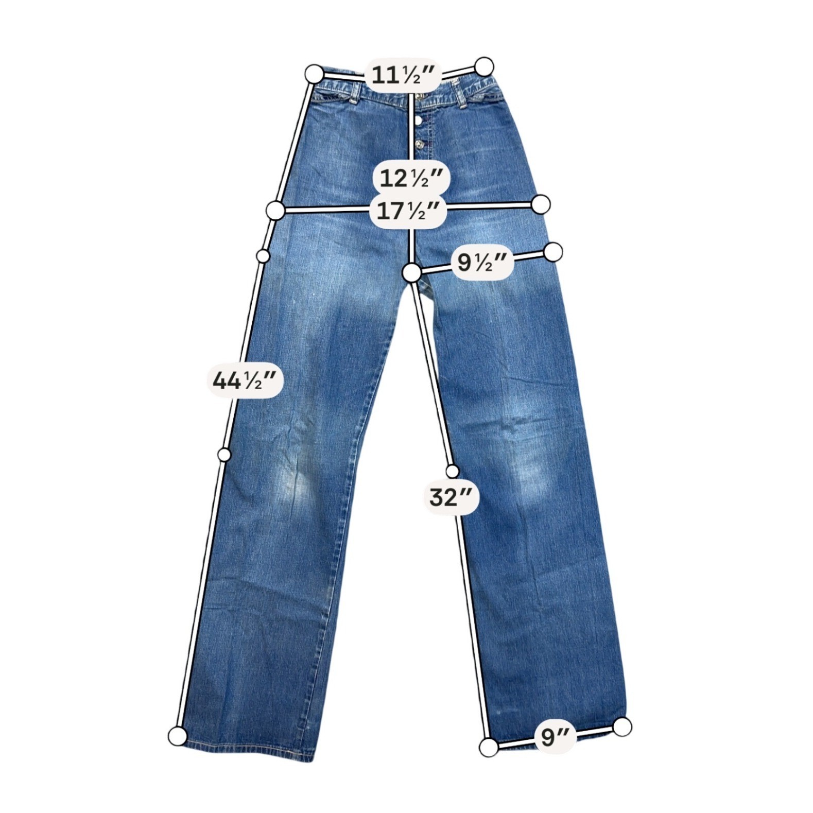 Levi&rsquo;s Redwood Empire Jeans Womens Blue 23X32 Vintage Heart Pocket Wide Leg 70s