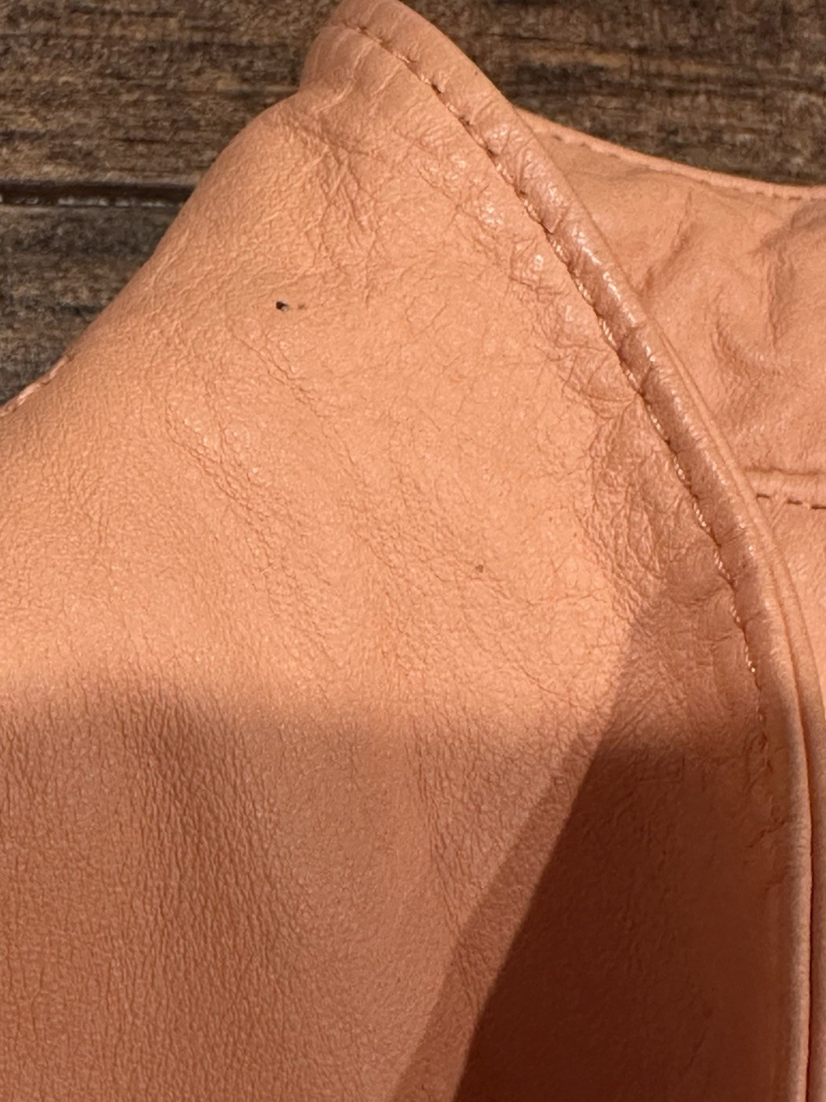 Vintage 1980s Chia Peach Ruched Crop Creamy Matte Leather Jacket Sz S