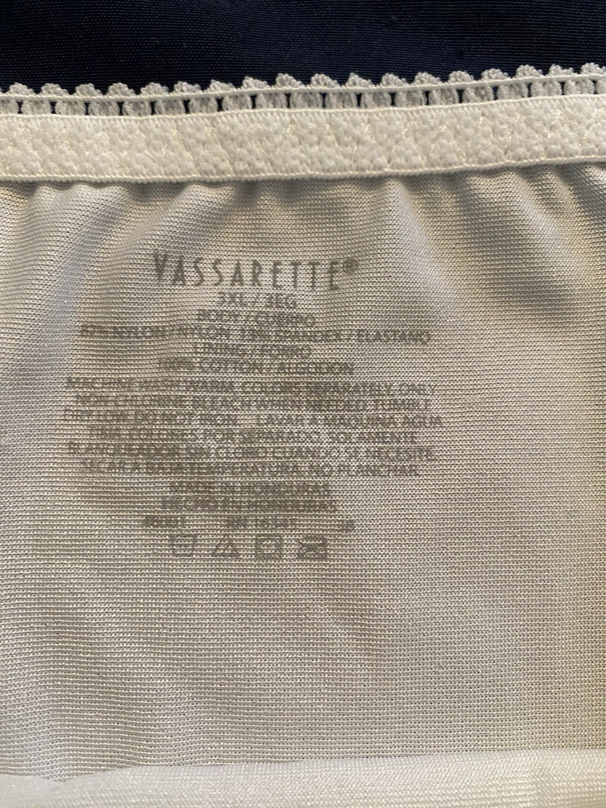 VASSARETTE 3XL White Undershapers Hi Cut Brief Satin Nylon Panties Light Control